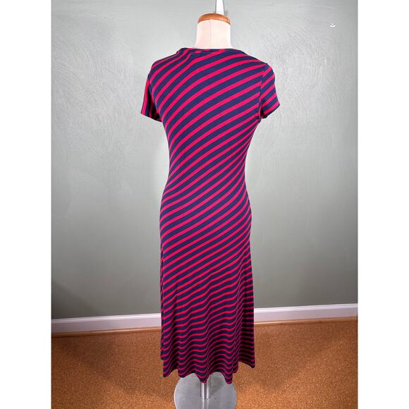 Vineyard Vines Dress Women Size Medium Diagonal Stripe Casual Stretch Midi Dress - Picture 2 of 11